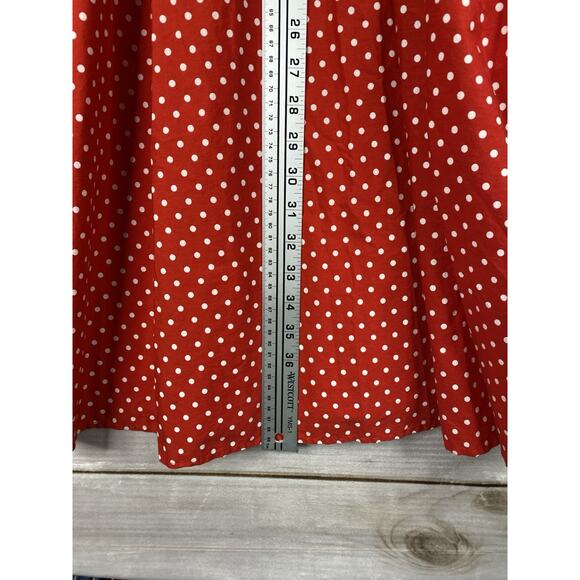 Lindy Bop Dress Sz M Red Polka Dot Retro 50's Swing Belted Whimsy Pin Up Girl - Picture 6 of 9